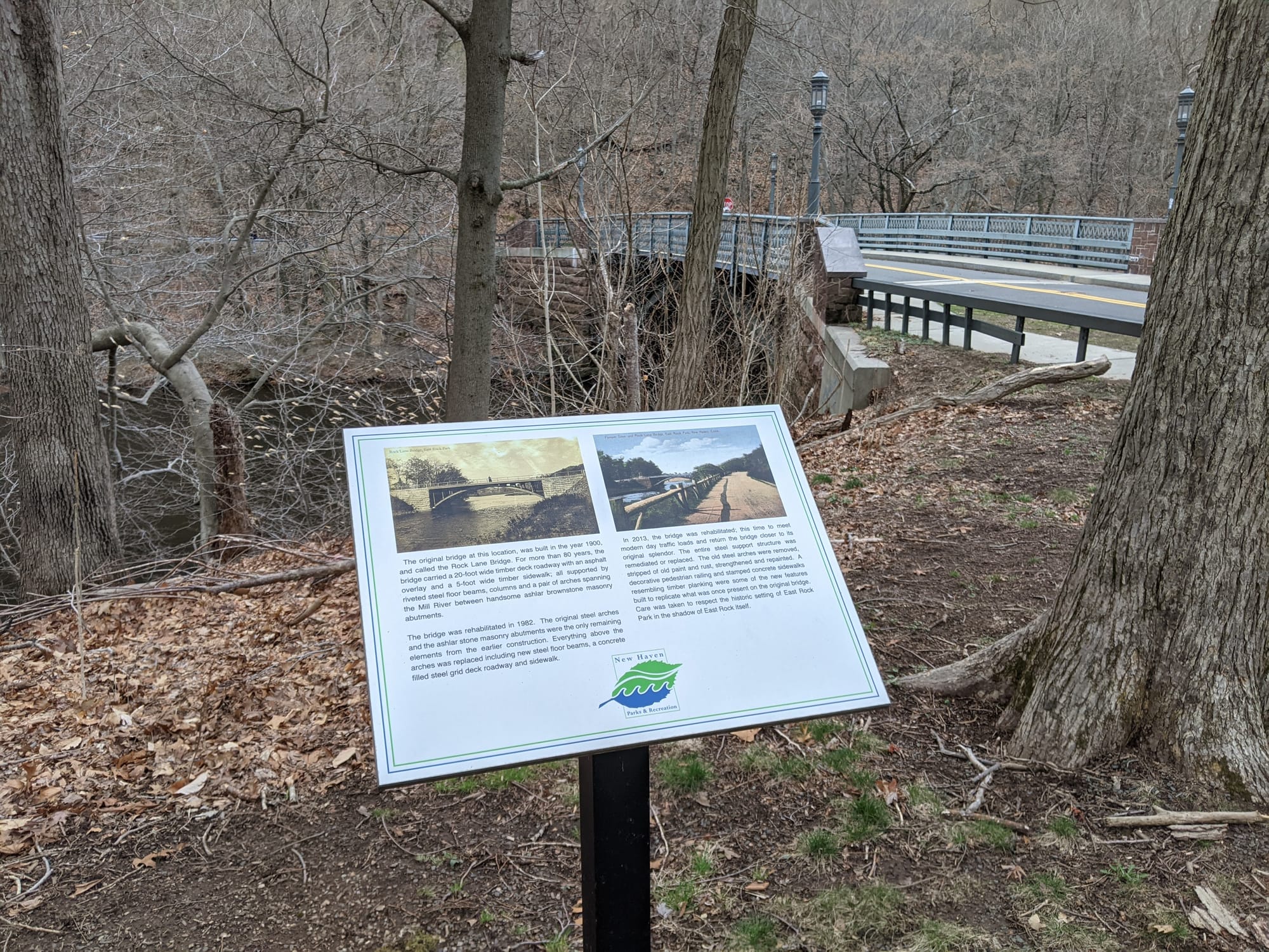 East Rock Park map, photographed on the trail