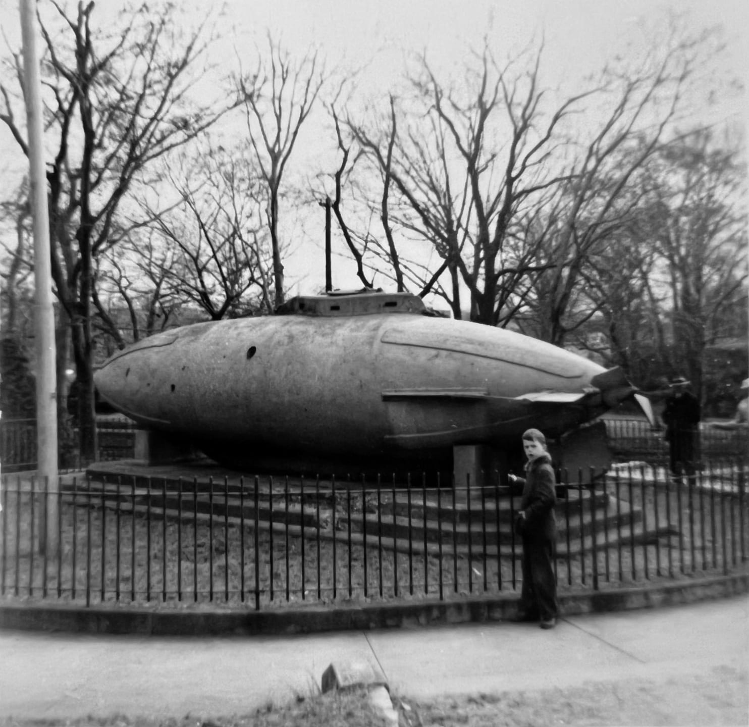 The Fenian Ram on display at the Paterson Museum, circa 1960.