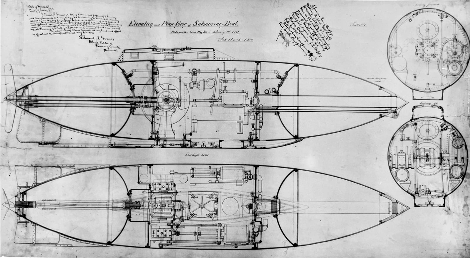 Diagram showing internals of the submarine