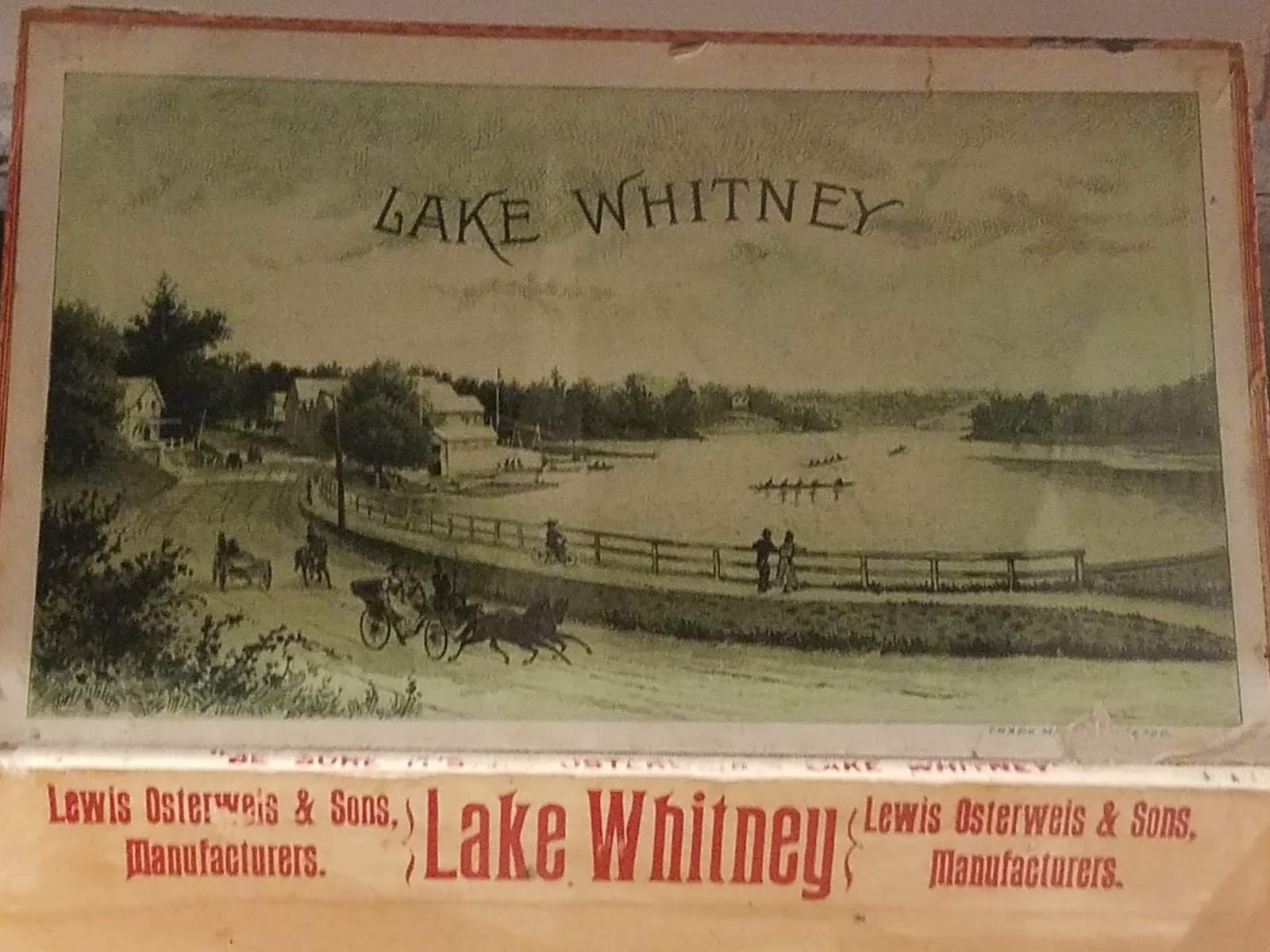 A New Haven trade card for Lake Whitney, by Lewis Osterweis & Sons.