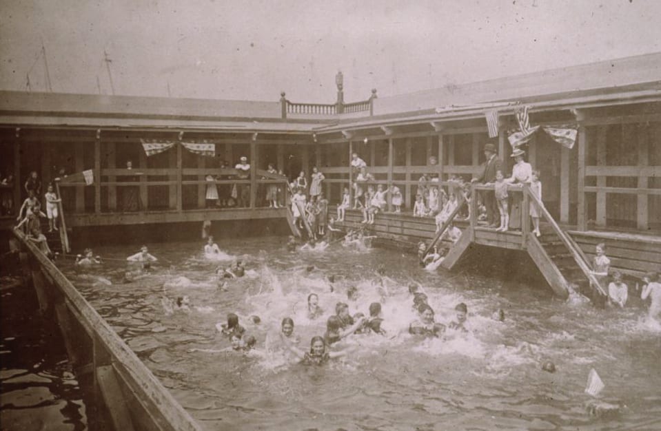 A municipal bath in use. They were free, and they were crowded.