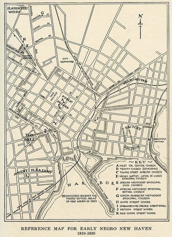 Early Black New Haven, 1830-1860. New Liberia sat between Olive Street and the Mill River, next to the Irish district called Slineyville.